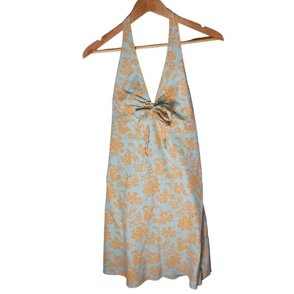 Vintage Gap Halter Dress Womens 10 Mini Sun Dress Floral Flowy Beachy Coastal - Picture 1 of 10